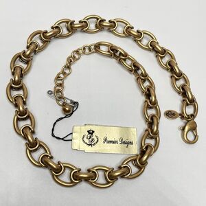 NWT Premier Designs Oval Curb Link Chain Antique Brush Gold Tone Classic